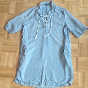 Velvet Heart Light Blue Lace-Up Denim Dress